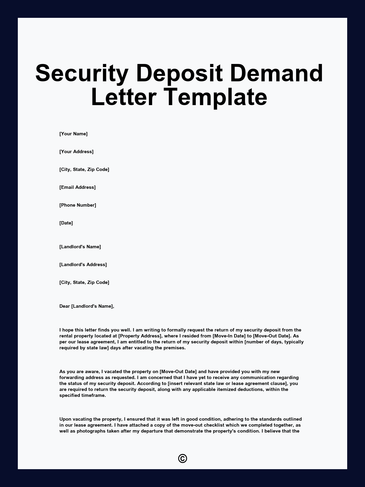Security Deposit Demand Letter Template