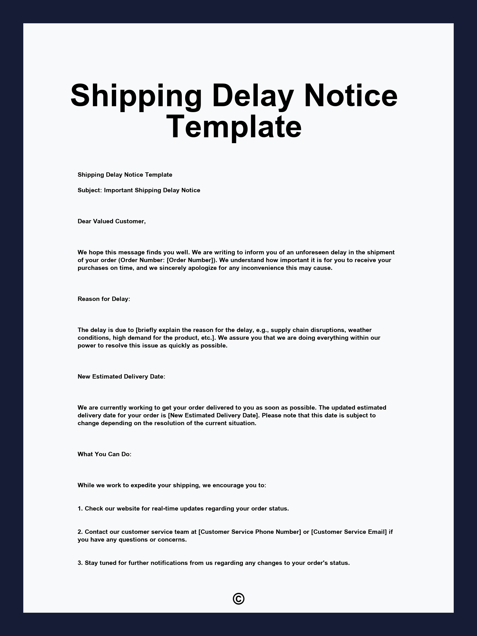 Shipping Delay Notice Template
