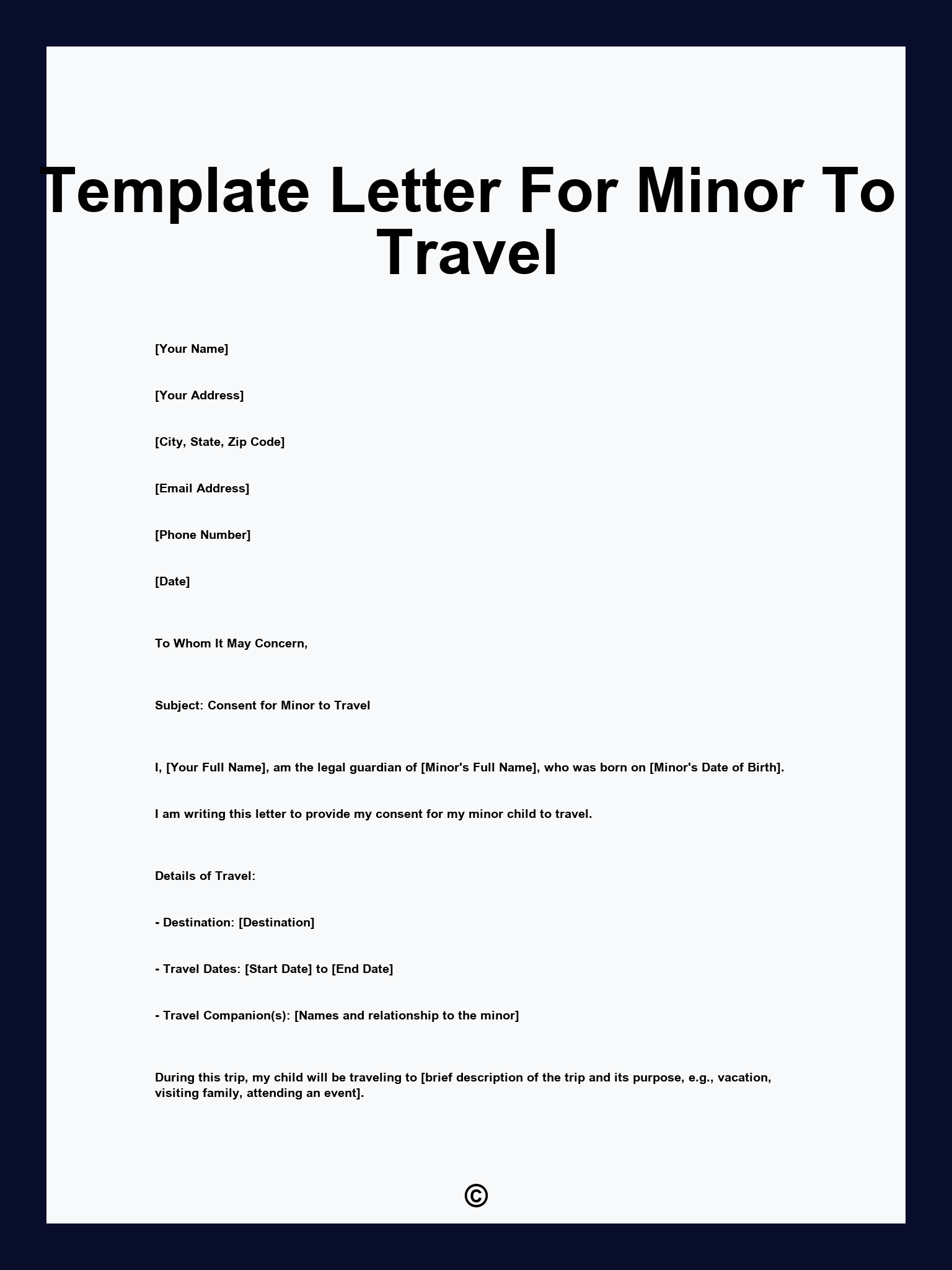 Template Letter For Minor To Travel