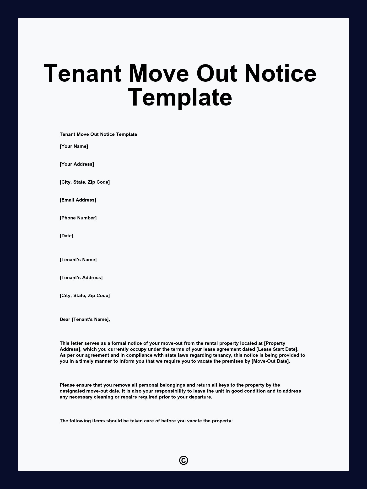 Tenant Move Out Notice Template