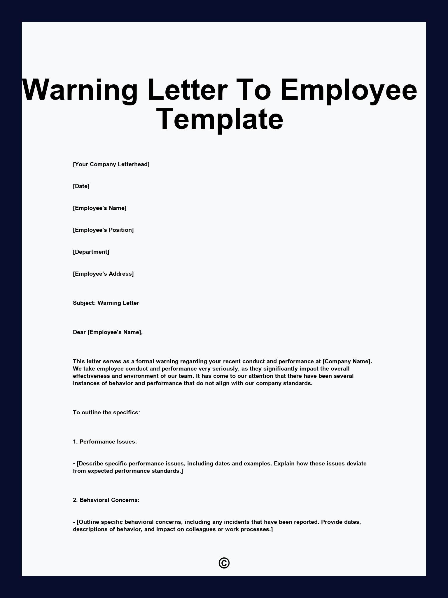 Warning Letter To Employee Template