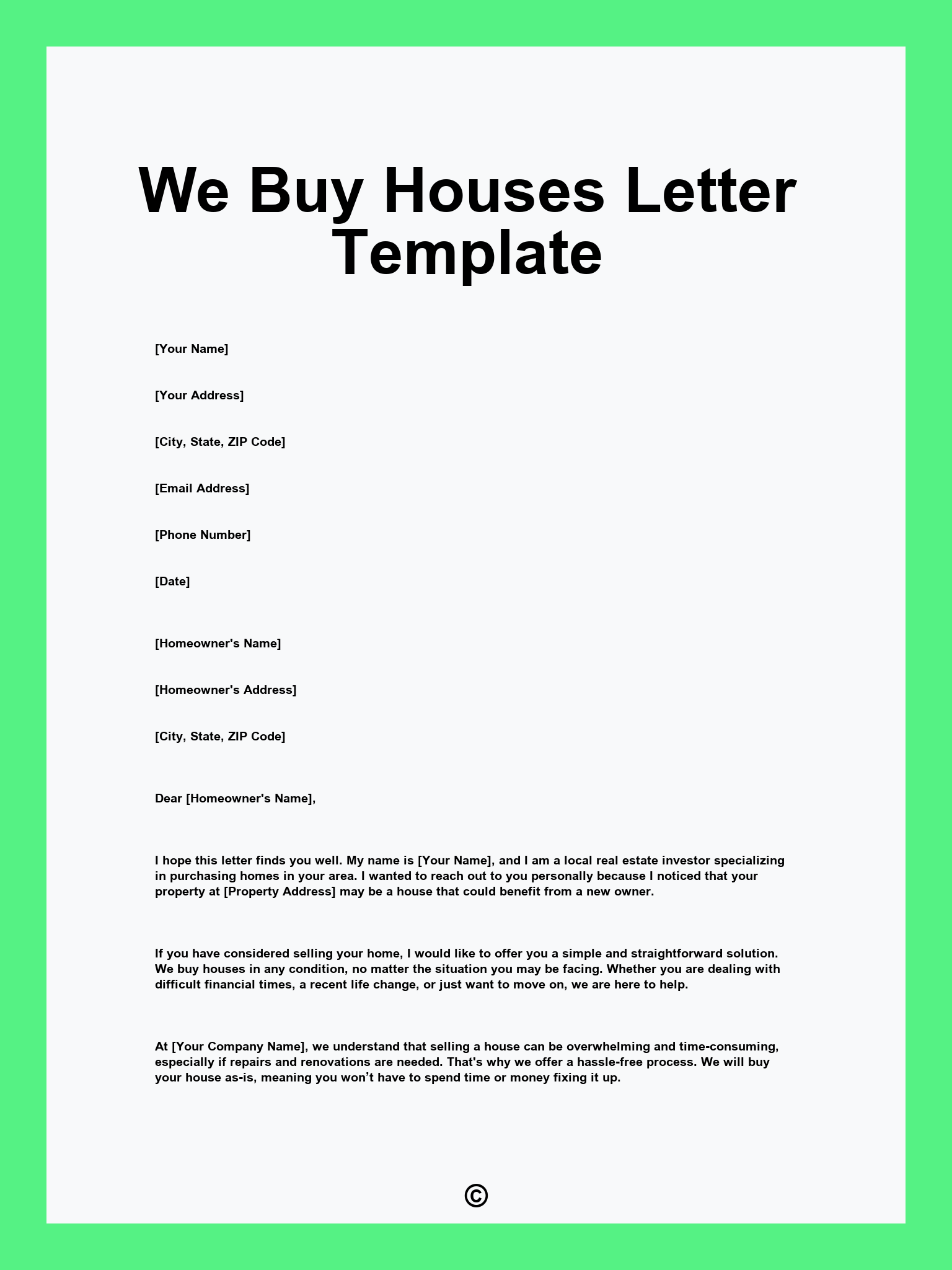We Buy Houses Letter Template
