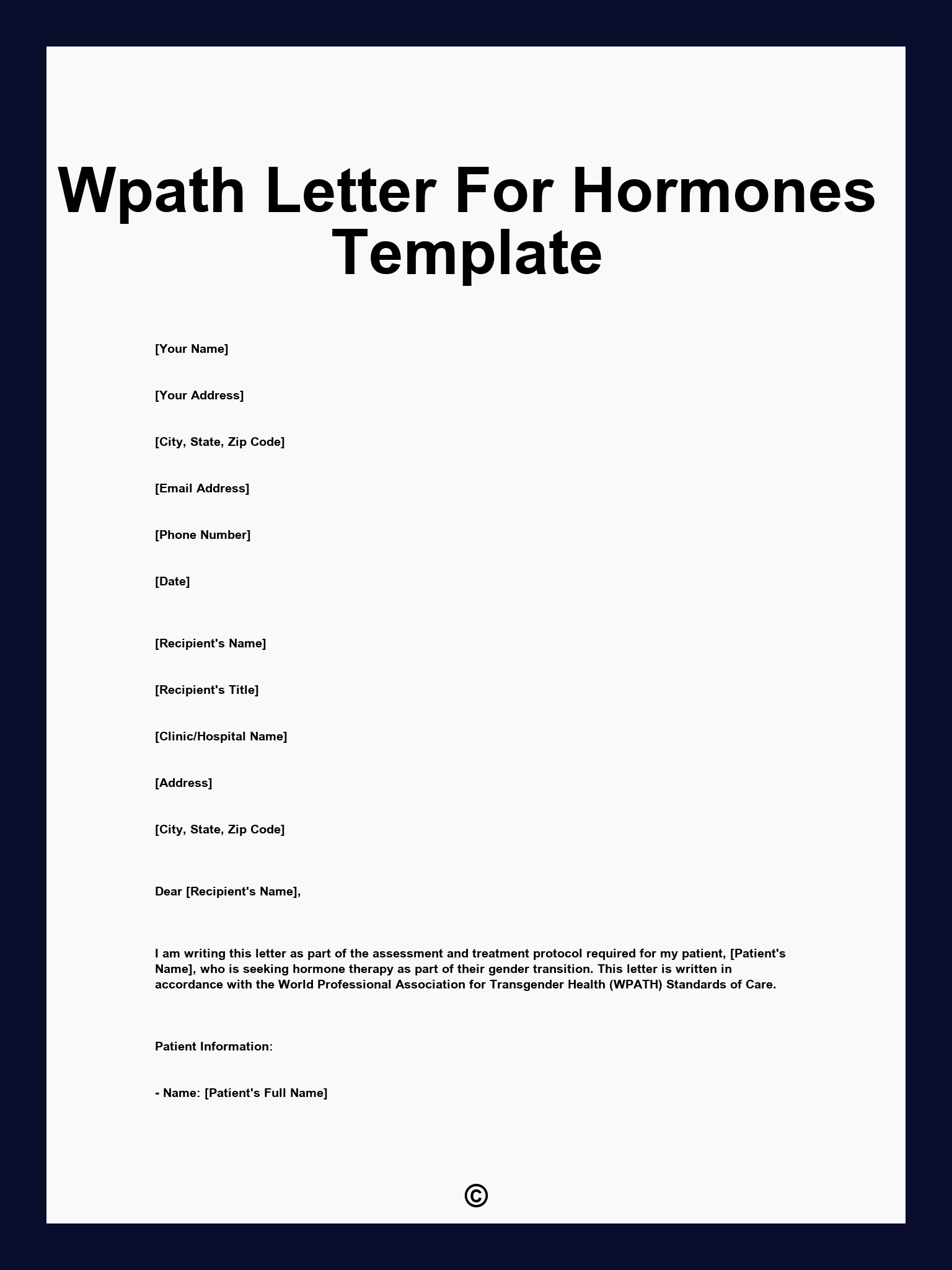 Wpath Letter For Hormones Template